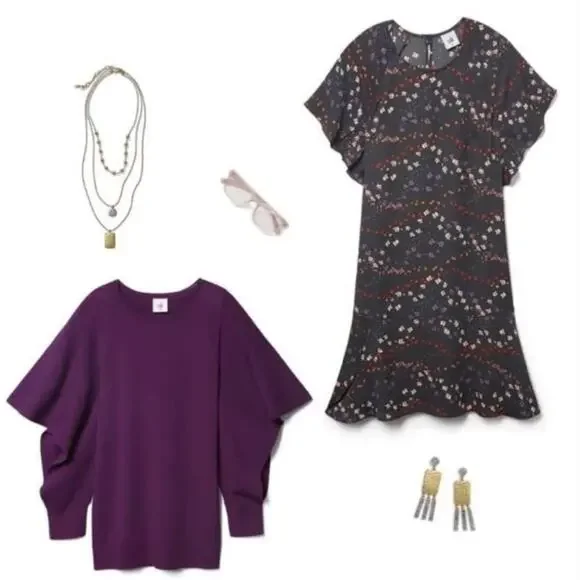 CAbi Floral Print Flutter Sleeve Muse Dress | Style 3828 Gray Size Mediu… - Picture 3 of 4